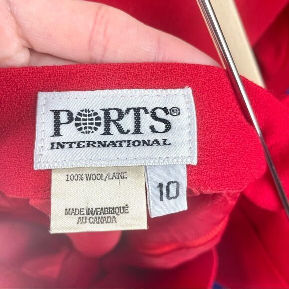 VINTAGE 90’s Ports International Red Wool Skirt Suit - Picture 4 of 6